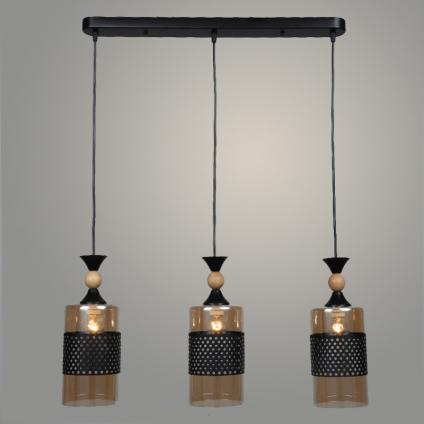 Подвес N5172/3HT BK+WOOD черный 3х40W Е27 d300 h800, QH22